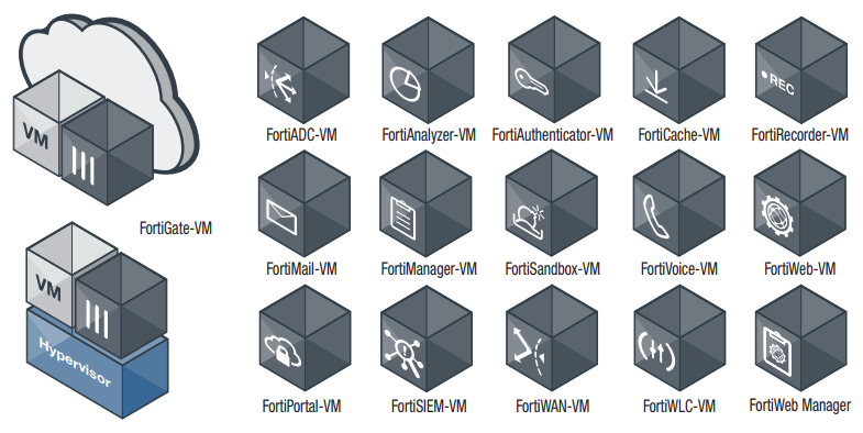 Fortinet's comprehensive security virtual appliance lineup supports in excess of 16 solutions.