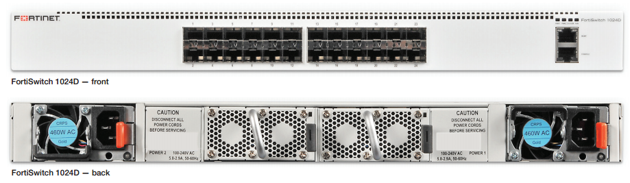 FortiSwitch 1024D Front and Rear View